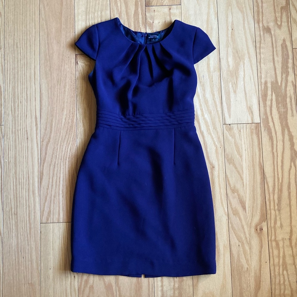 DARK PURPLE/PLUM CAP SLEEVE DRESS, FITTED, WITH A SLIP